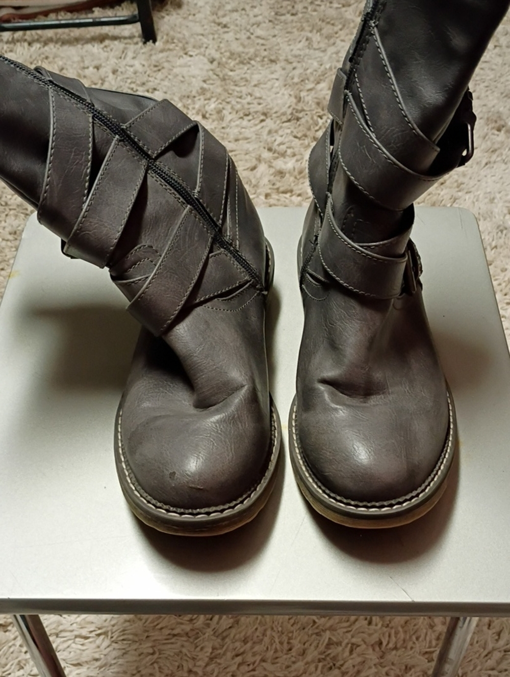 Maurices Dark Brown Strappy Combat Boots